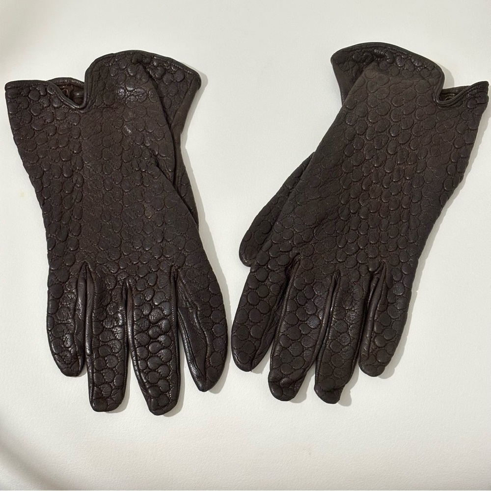 Vintage leather glove croc snake skin embossed size 6.5